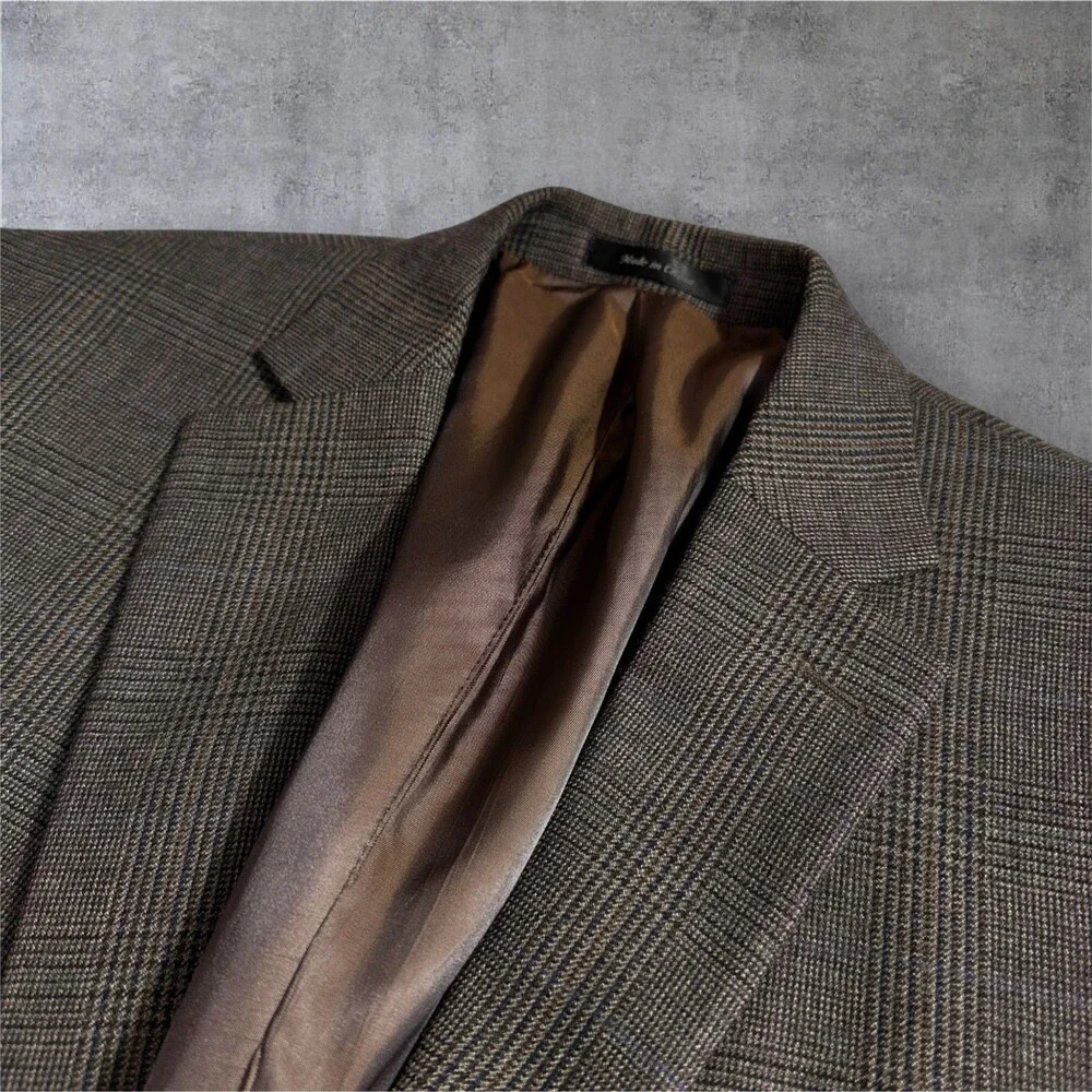 RALPH LAUREN Men’s Blazer 42R Sport Coat 2-Button Jacket Brown Wool Plaid